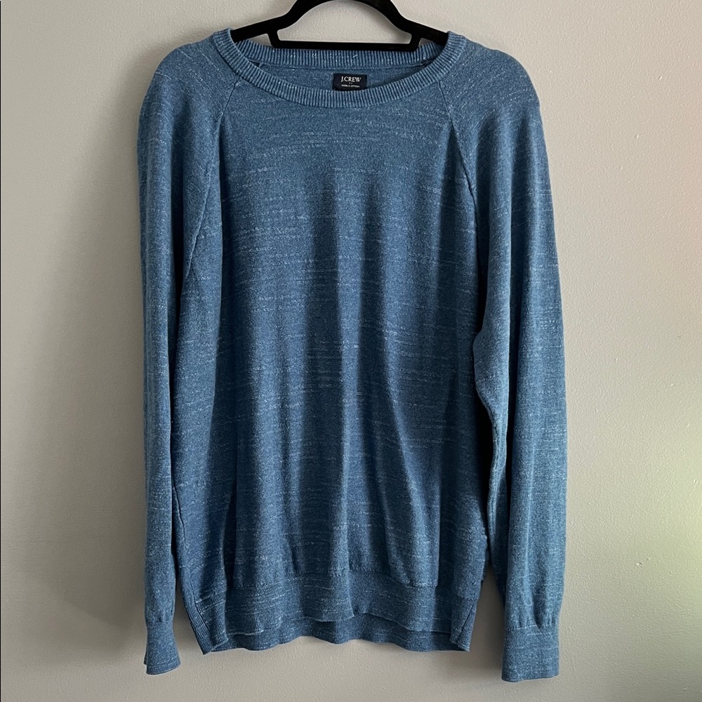 J. Crew Men's Heathered Blue Crewneck Sweater Size XL